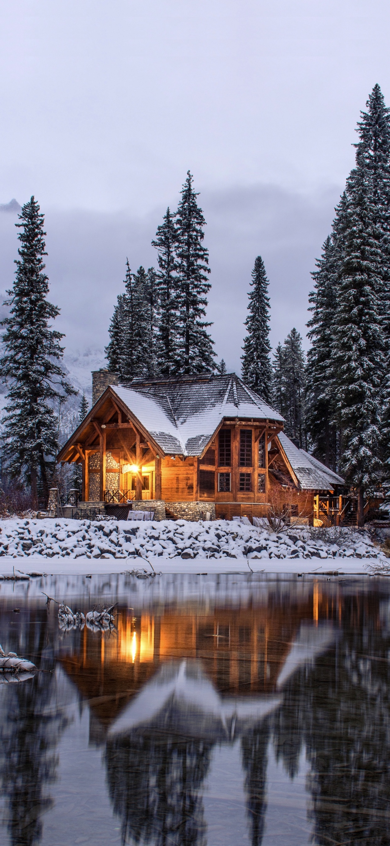 Chalet D'hiver, Hiver, Cottage, Log Cabin, Vacances. Wallpaper in 1242x2688 Resolution