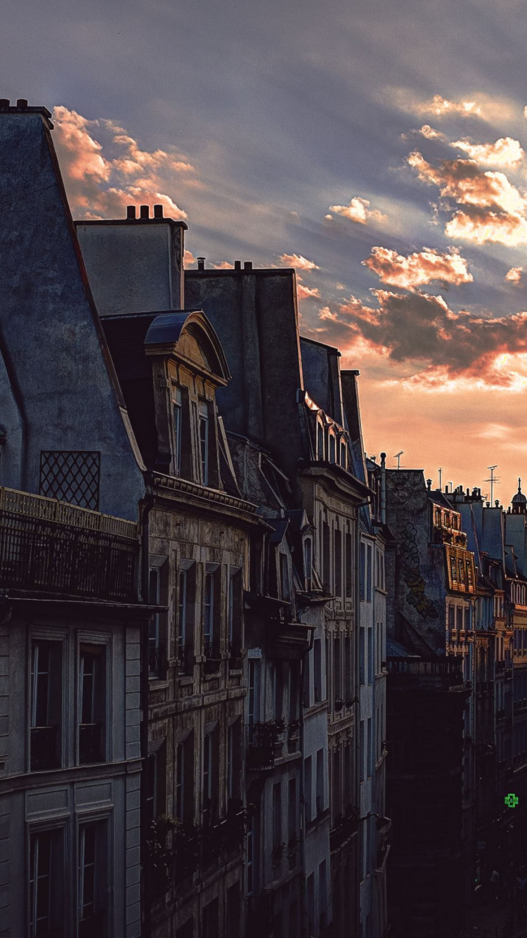 巴黎, 街, 街区, 窗口, 天空 壁纸 750x1334 允许