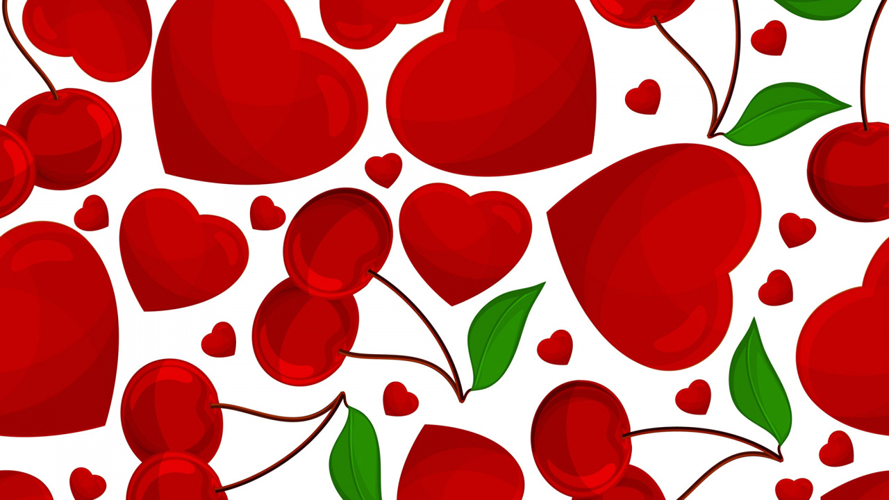 Red, Pattern, Graphics, Heart, Petal. Wallpaper in 1280x720 Resolution