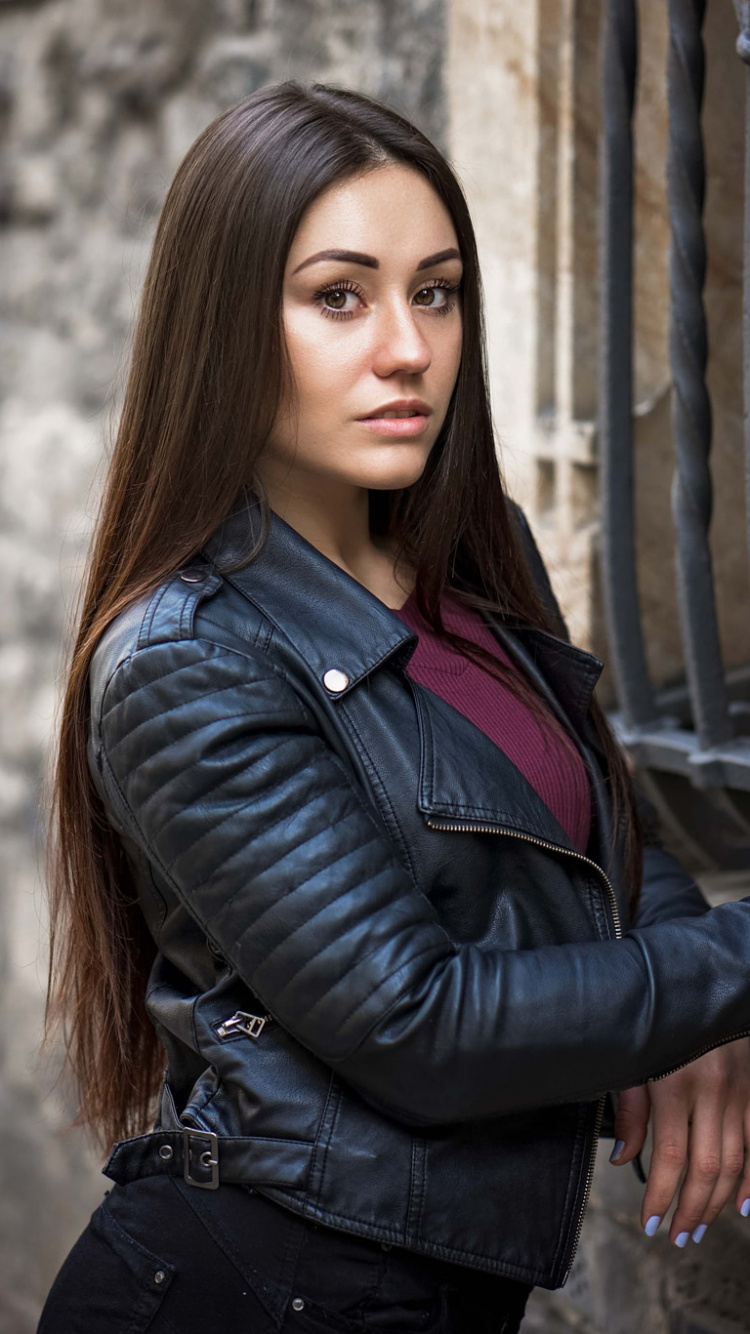 Leather Jacket, Leather, Jacket, Clothing, Fashion. Wallpaper in 750x1334 Resolution