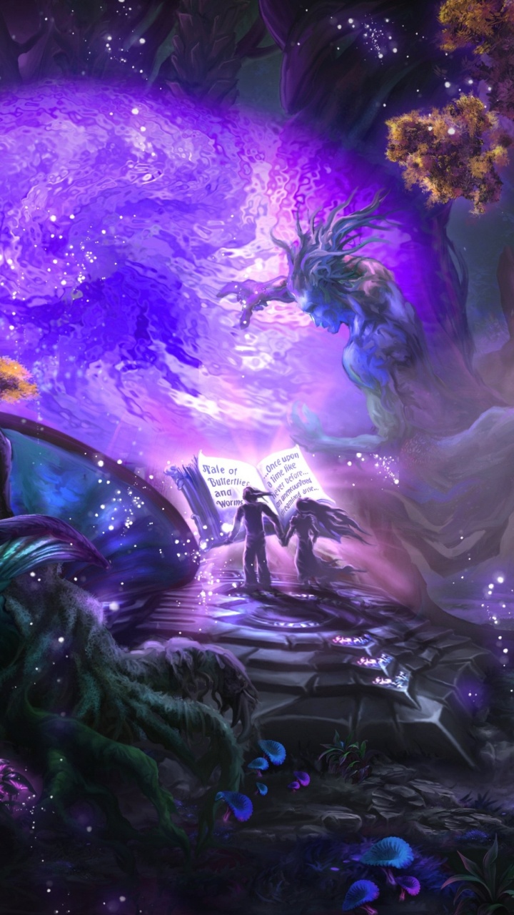 Lila Blaue Und Grüne Abstrakte Malerei. Wallpaper in 720x1280 Resolution