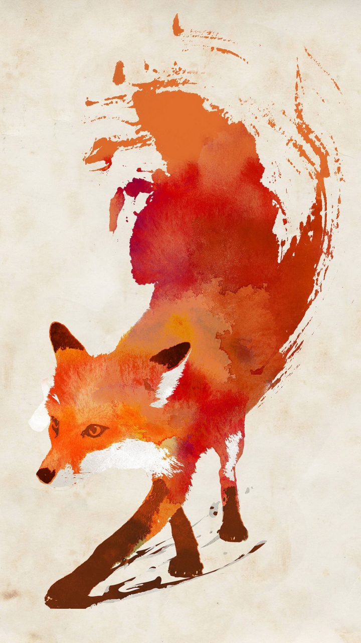 Fuchs Sumi e, Malerei, Kunst, Poster, Aquarell-Malerei. Wallpaper in 720x1280 Resolution