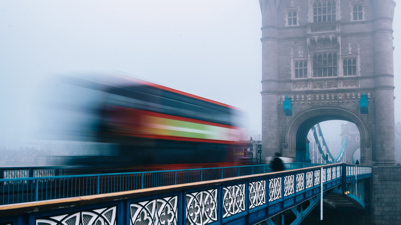 Blue Metal Bridge Over River During Daytime. Wallpaper in 1366x768 Resolution
