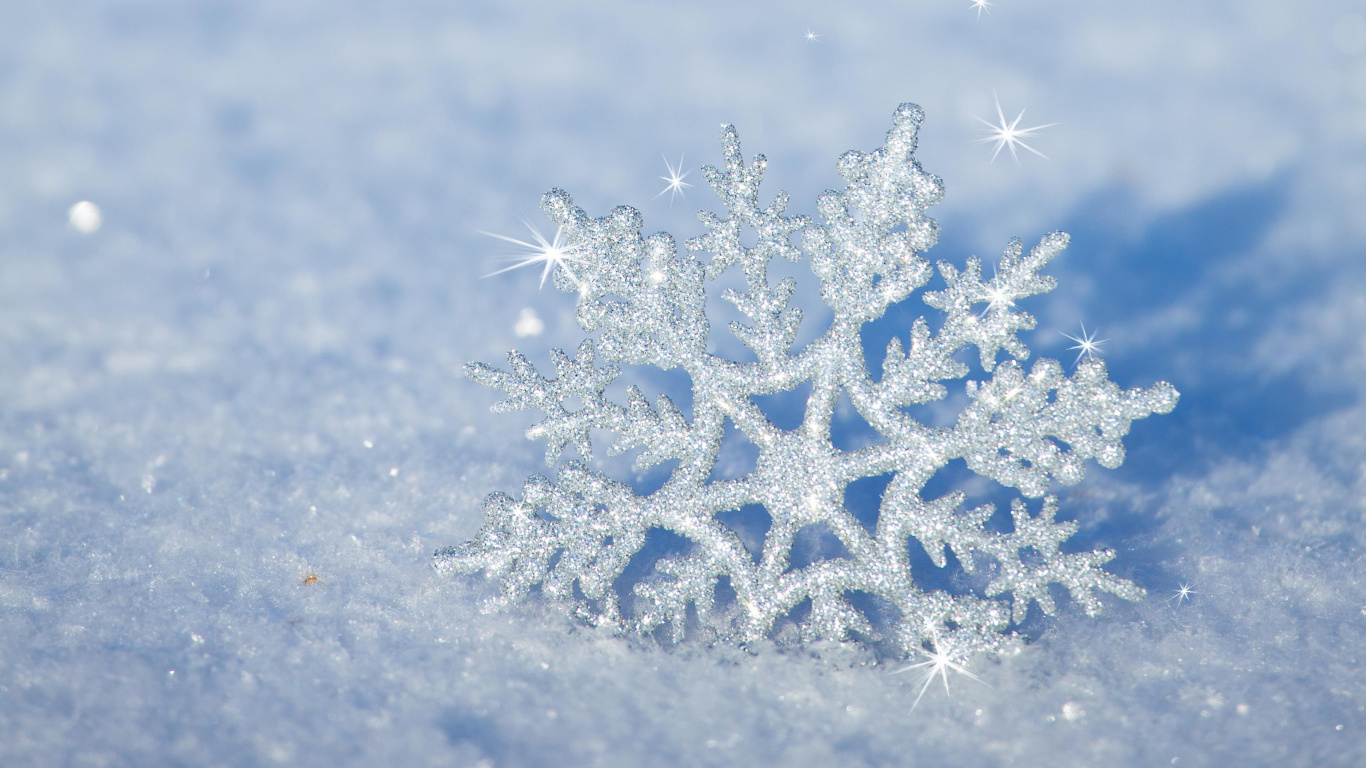 冬天, 雪花, 冻结, 天空, 圣诞节 壁纸 1366x768 允许