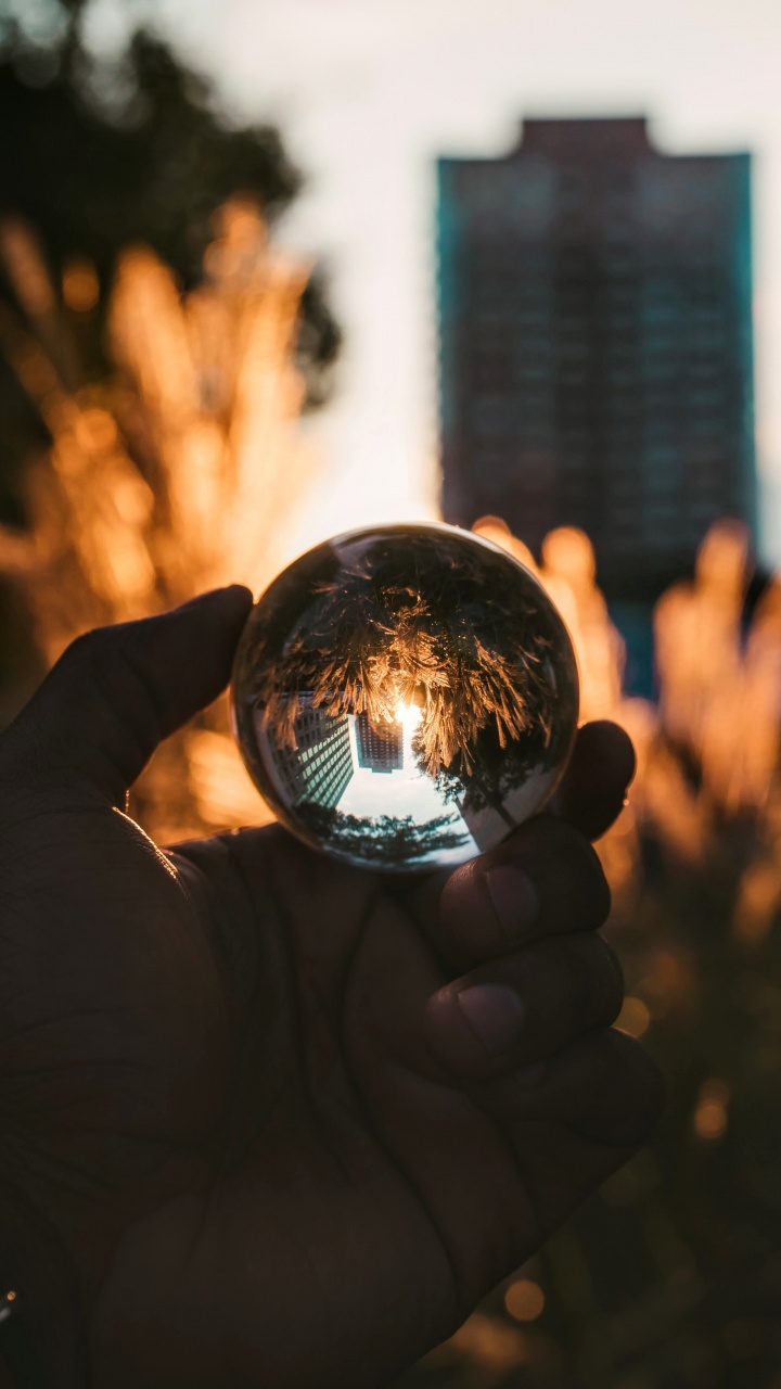Personne Tenant Une Boule de Verre Transparent. Wallpaper in 720x1280 Resolution
