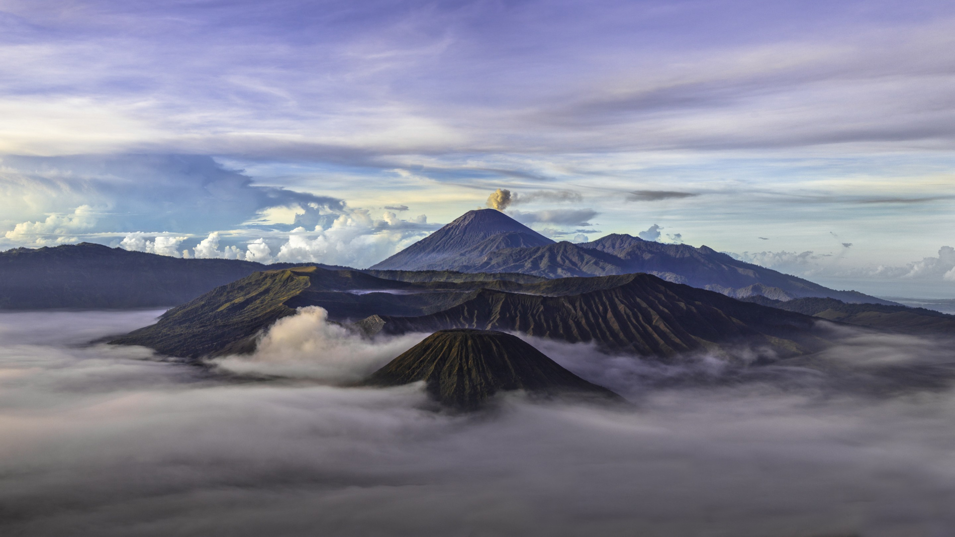 Black and White Mountain Under White Clouds. Wallpaper in 1920x1080 Resolution