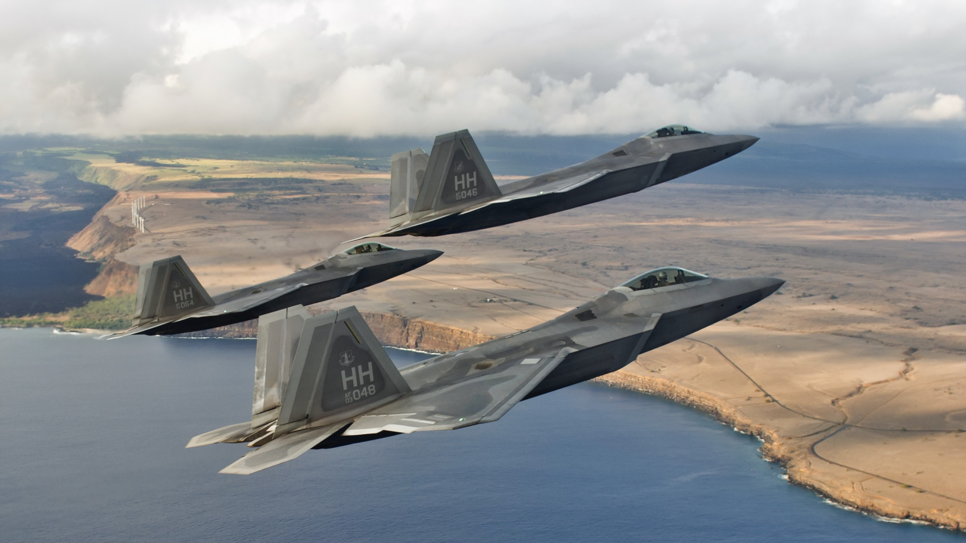 Gray Fighter Plane Flying Over The Sea During Daytime. Wallpaper in 1920x1080 Resolution