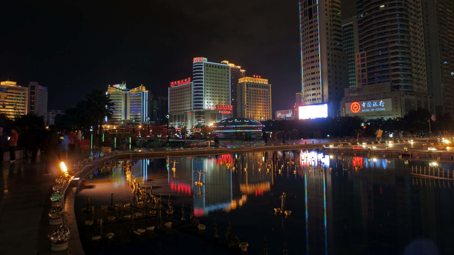City Skyline During Night Time. Wallpaper in 1920x1080 Resolution