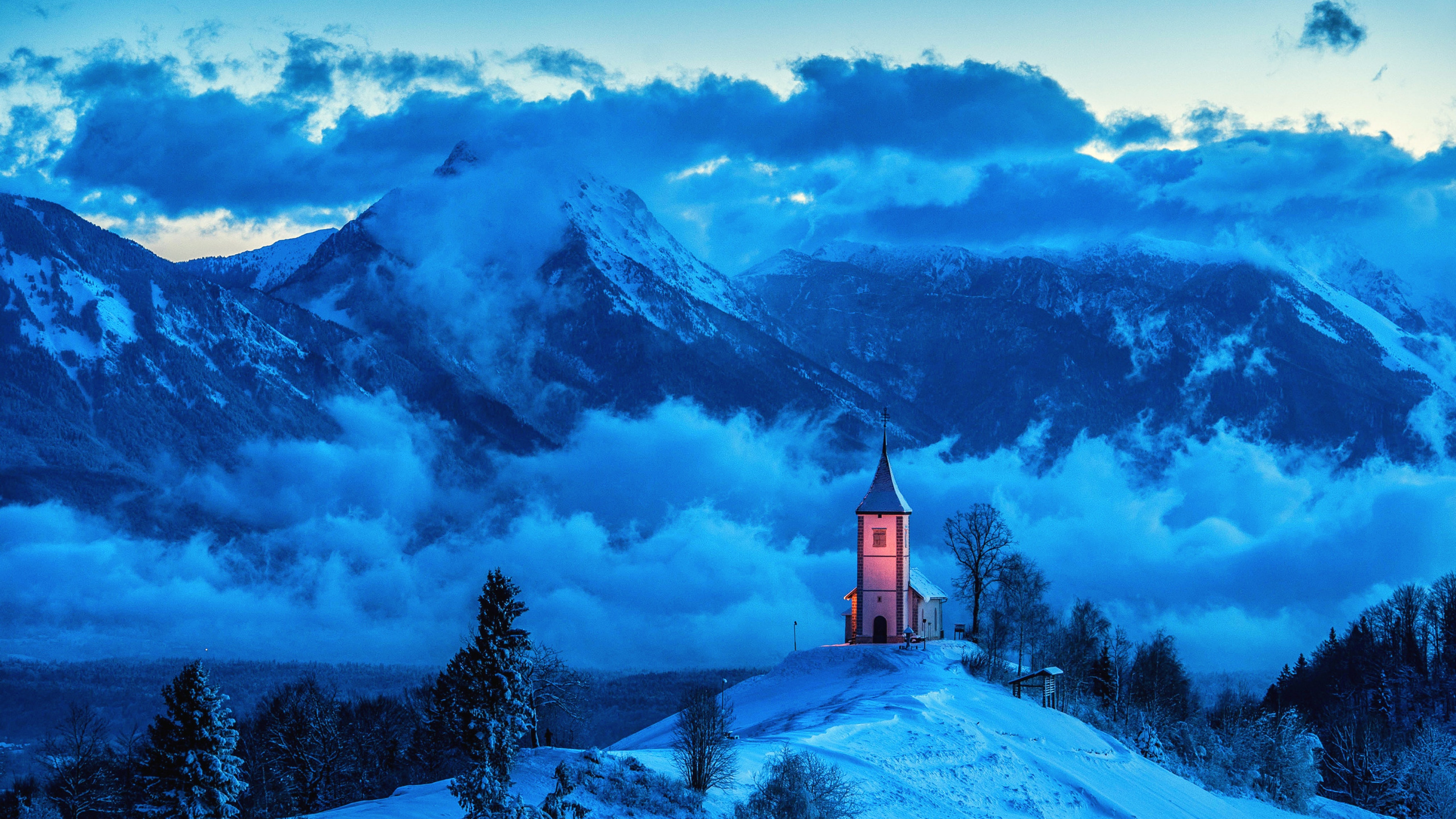 Winter, Snow, Landscape, Mountainous Landforms, Mountain. Wallpaper in 2560x1440 Resolution