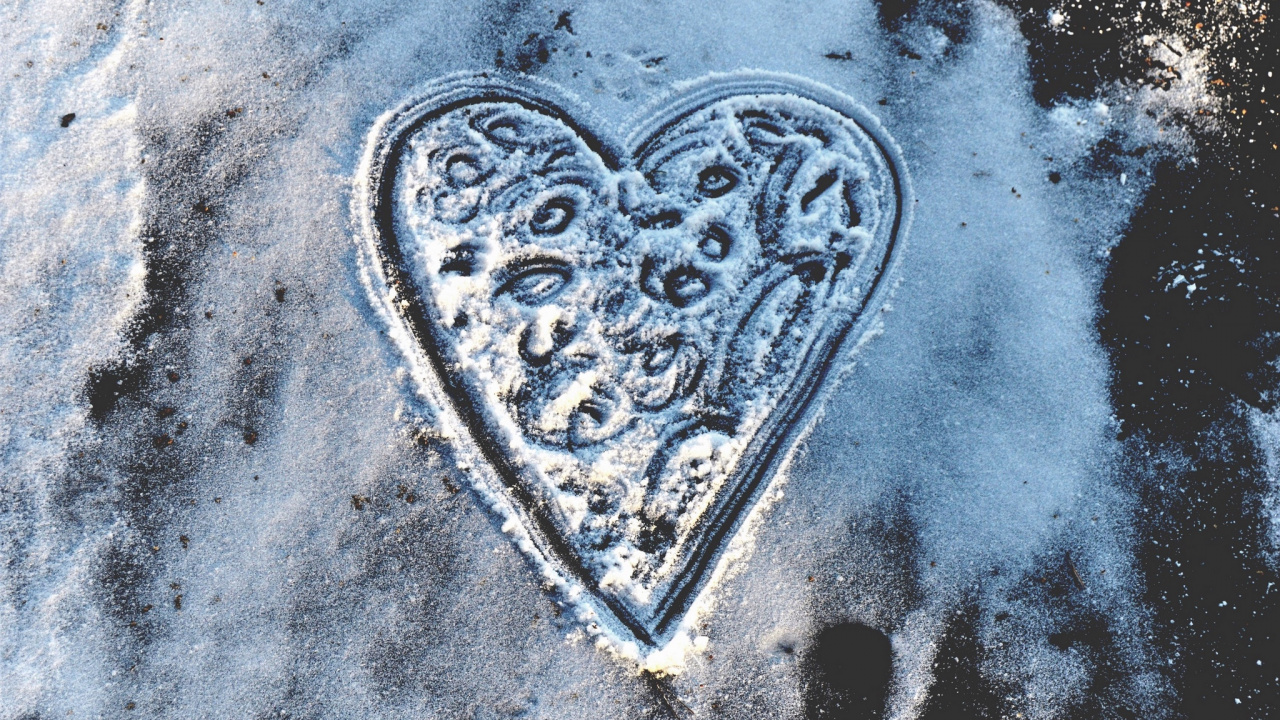 Heart, Love, Winter, Snow, Frost. Wallpaper in 1280x720 Resolution