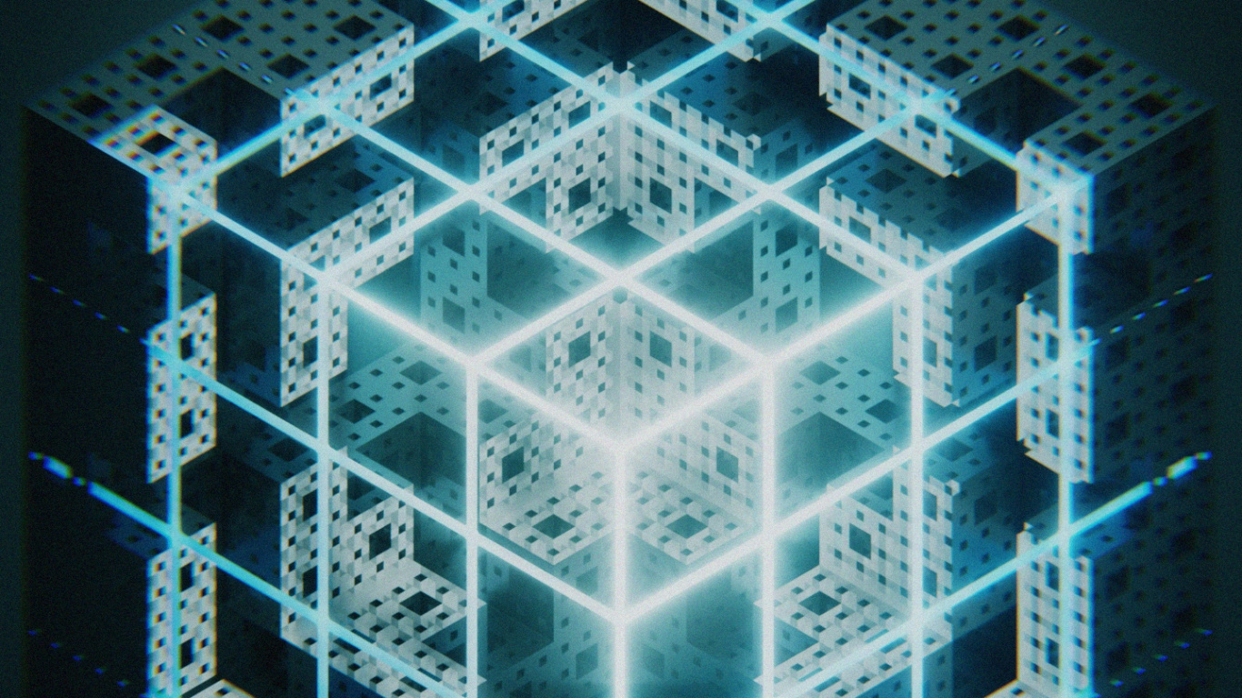 Blau-weißer Quadratischer Blumenrahmen. Wallpaper in 1366x768 Resolution