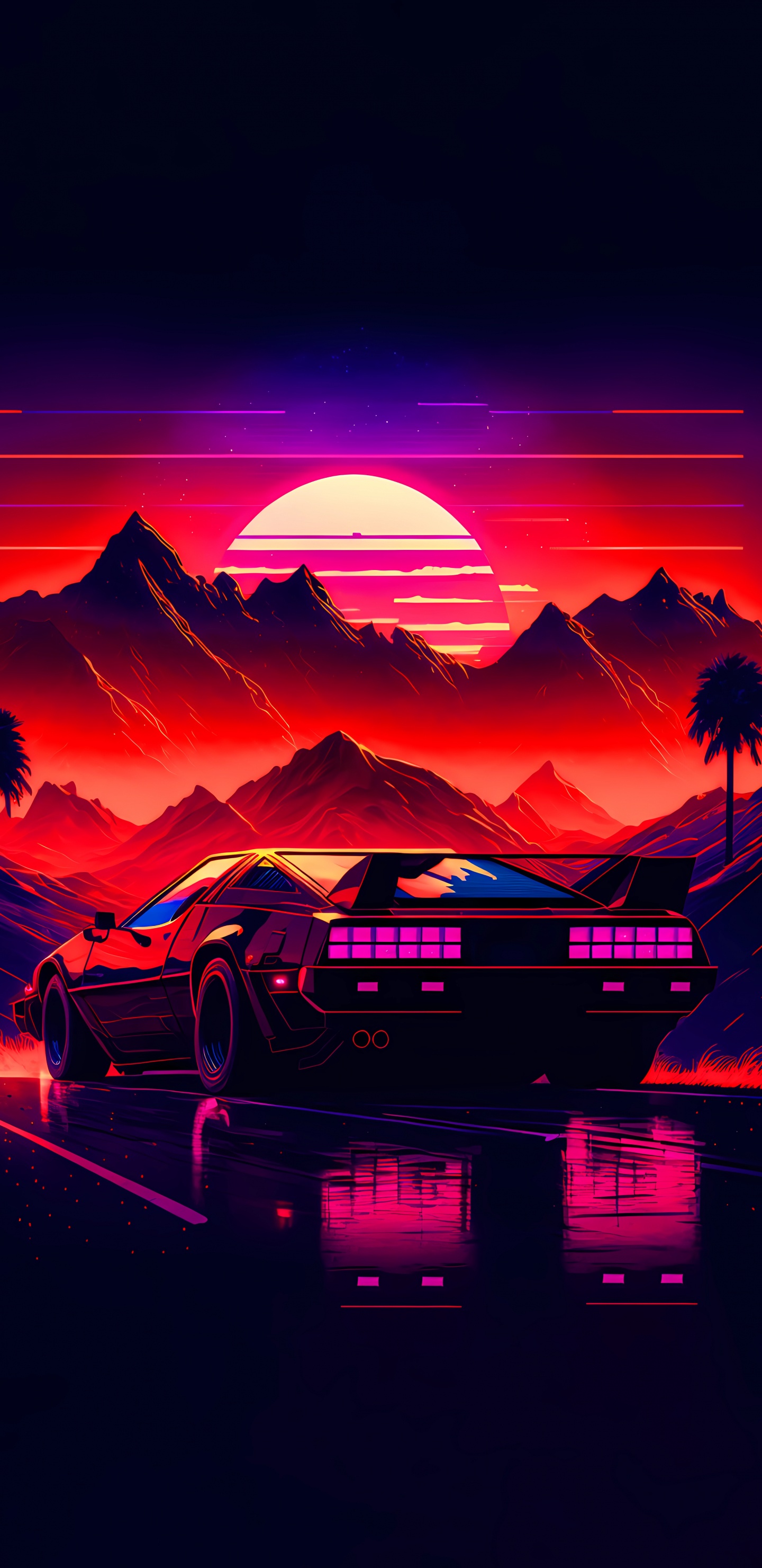 Cars, Atmosphere, Mountain, Afterglow, Automotive Lighting. Wallpaper in 1440x2960 Resolution