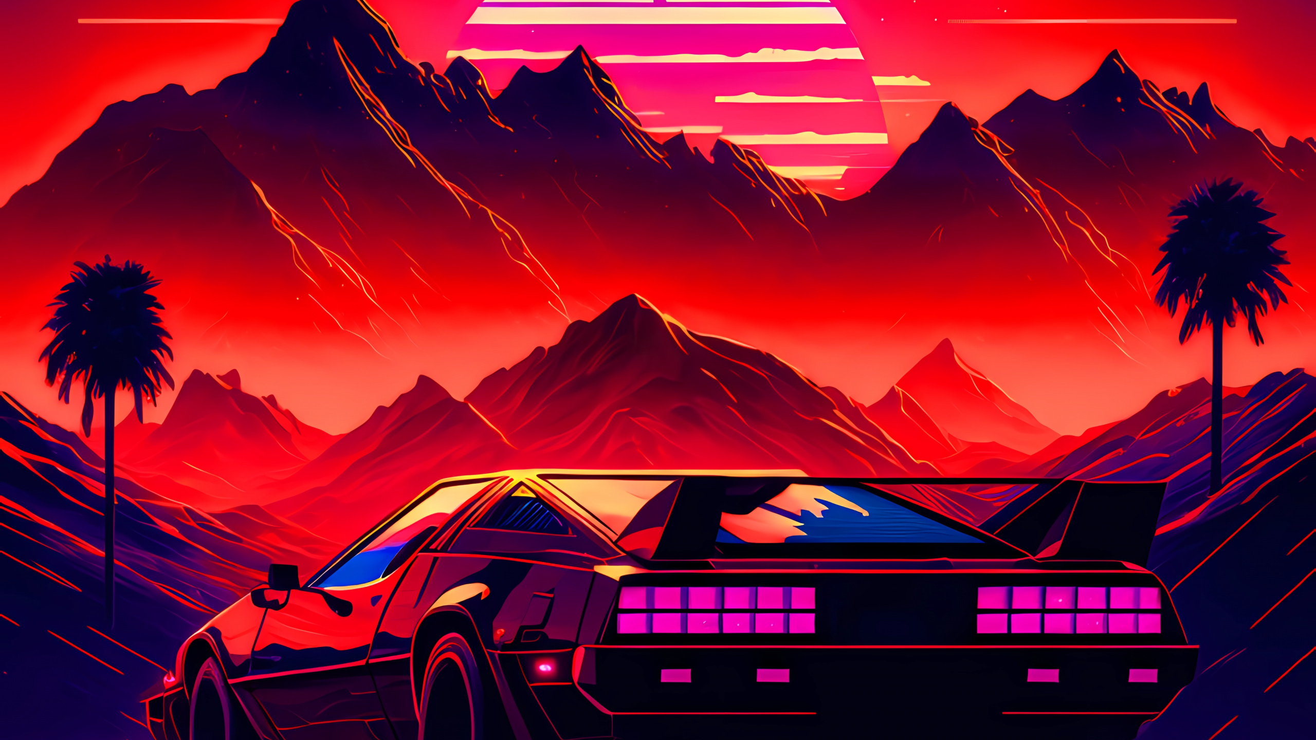 Cars, Atmosphere, Mountain, Afterglow, Automotive Lighting. Wallpaper in 2560x1440 Resolution