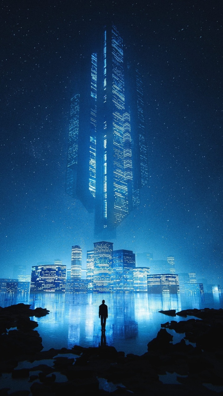 Blau, Wasser, Wolkenkratzer, Atmosphäre, Gebäude. Wallpaper in 720x1280 Resolution