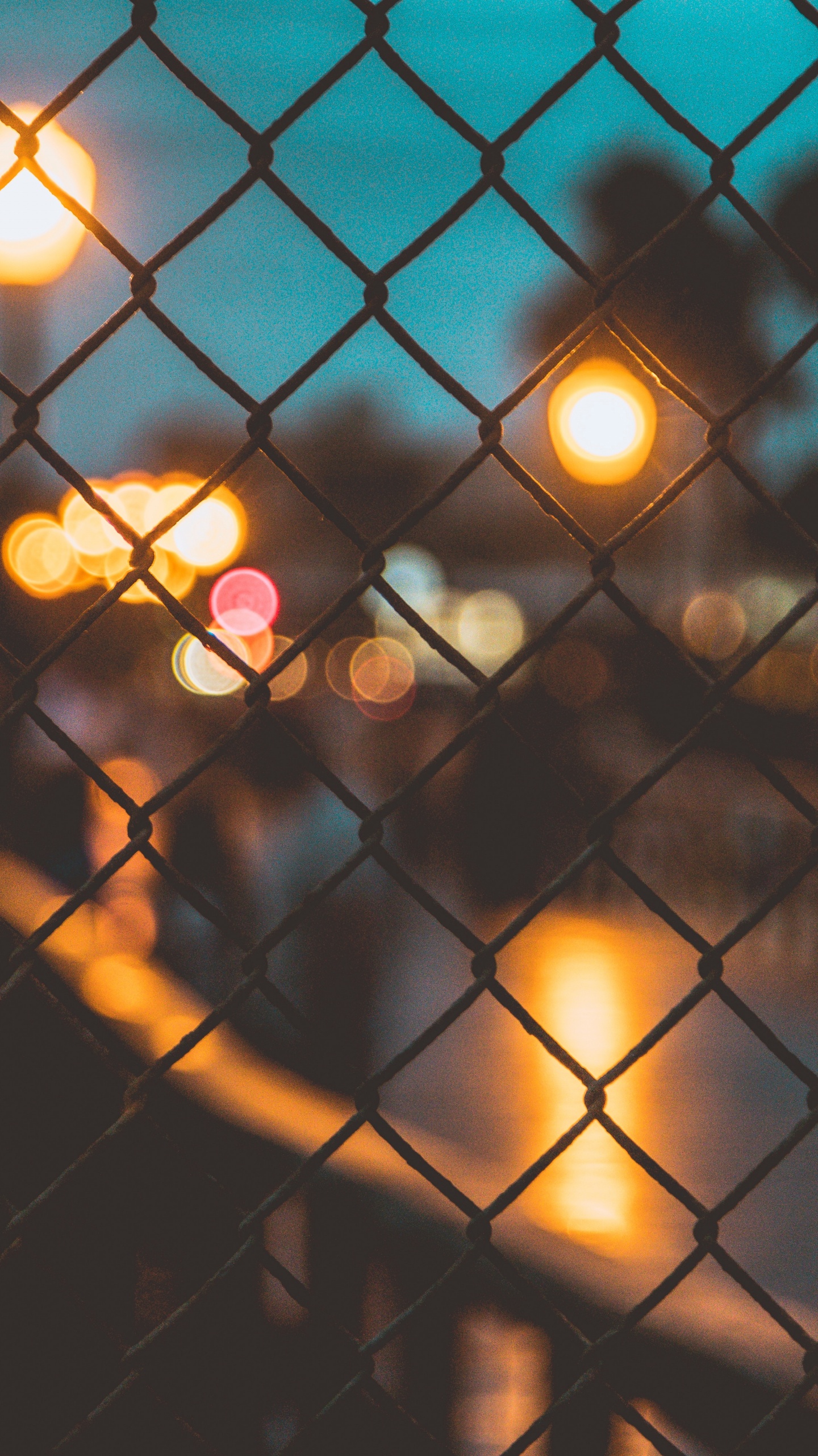 Black Metal Fence With Lights. Wallpaper in 1440x2560 Resolution
