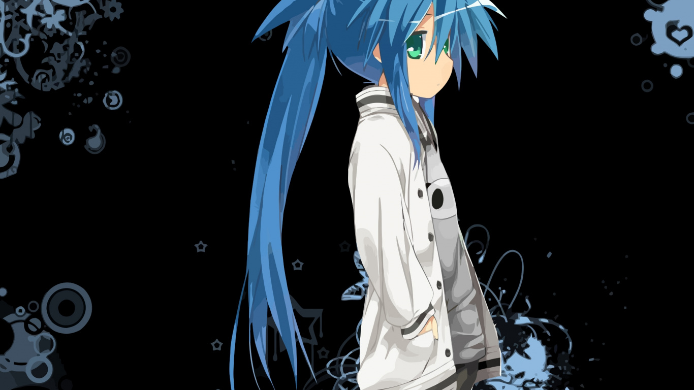 Frau im Weißen Langarmhemd Mit Blauen Und Gelben Haaren Anime-Charakter. Wallpaper in 1366x768 Resolution