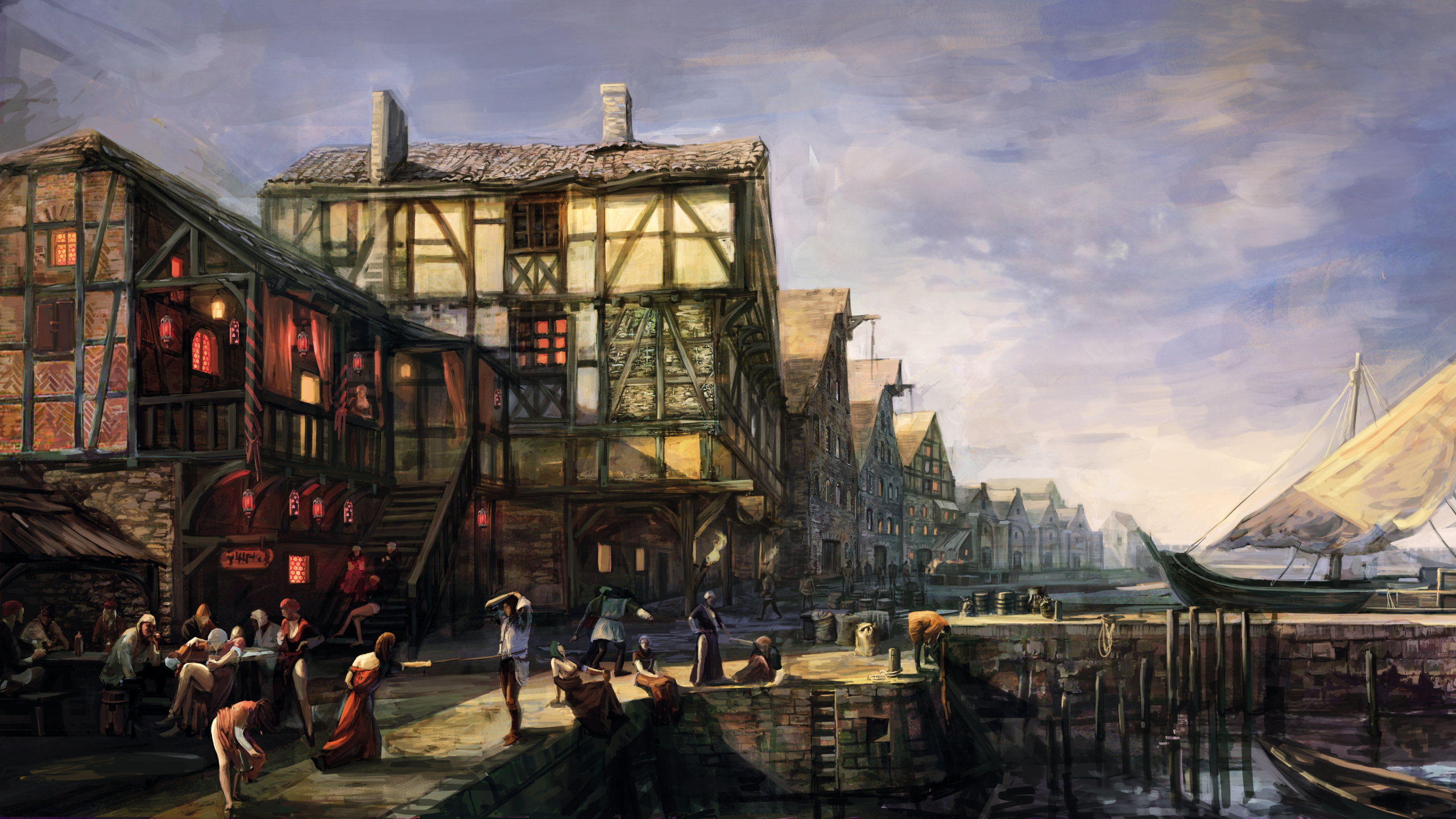 Menschen, Die Tagsüber Auf Dem Bürgersteig in Der Nähe Des Gebäudes Gehen. Wallpaper in 2560x1440 Resolution