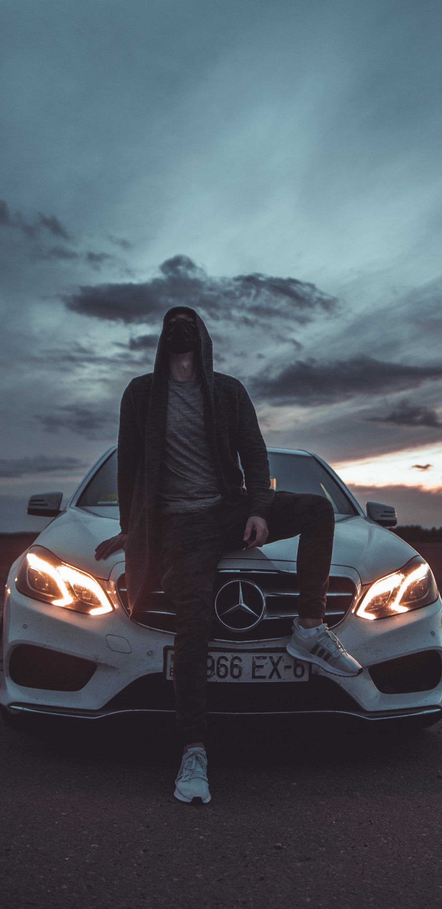 White Car on Road During Sunset. Wallpaper in 1440x2960 Resolution