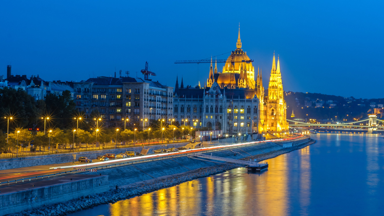 Hungarian Parliament Building, Fishermans Bastion, Danube River, Landmark, Monument. Wallpaper in 1280x720 Resolution