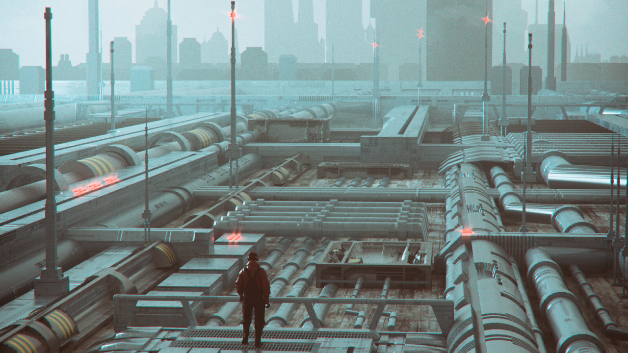 Person in Red Jacket Standing on Train Rail During Daytime. Wallpaper in 1280x720 Resolution