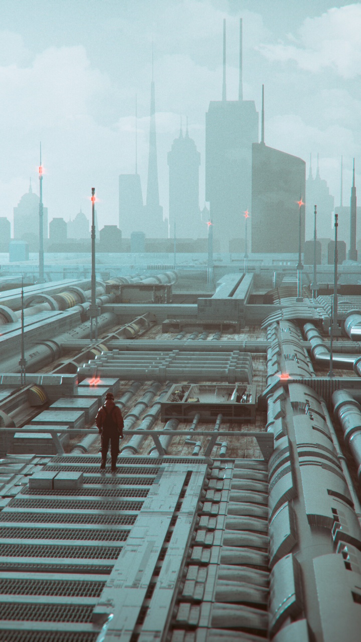 Person in Red Jacket Standing on Train Rail During Daytime. Wallpaper in 720x1280 Resolution