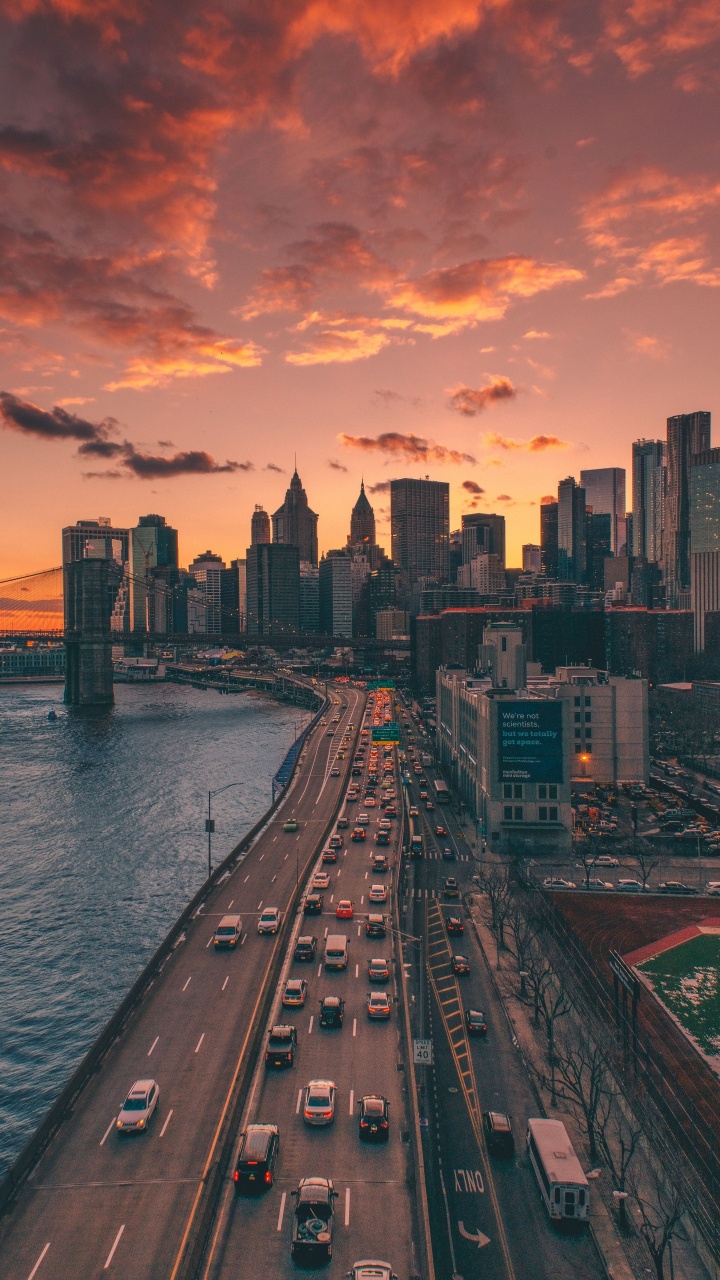 Birds Eye View, Birds, New York, Cloud, Water. Wallpaper in 720x1280 Resolution