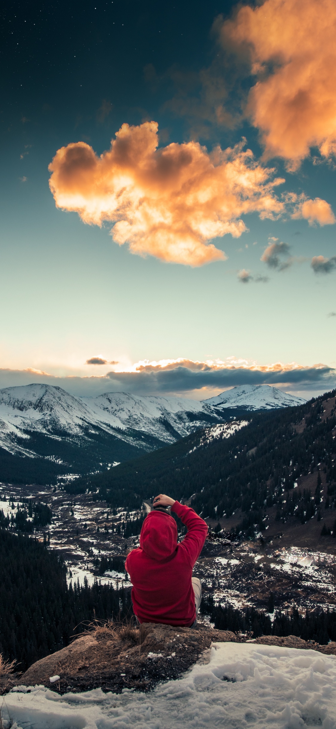 Mountain, Mountainous Landforms, Cloud, Snow, Winter. Wallpaper in 1125x2436 Resolution