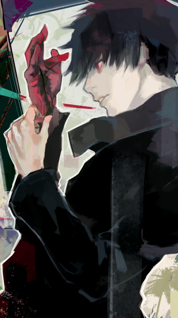 肯kaneki, 东京食尸鬼, 扇子的艺术, 食尸鬼, 食尸鬼东京重 壁纸 720x1280 允许