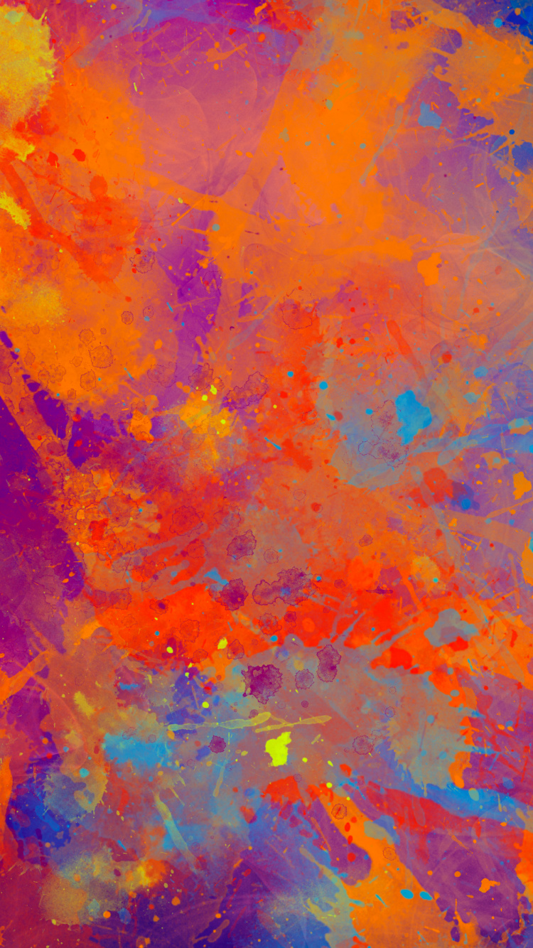 Pintura Abstracta Azul Amarillo y Rojo. Wallpaper in 750x1334 Resolution