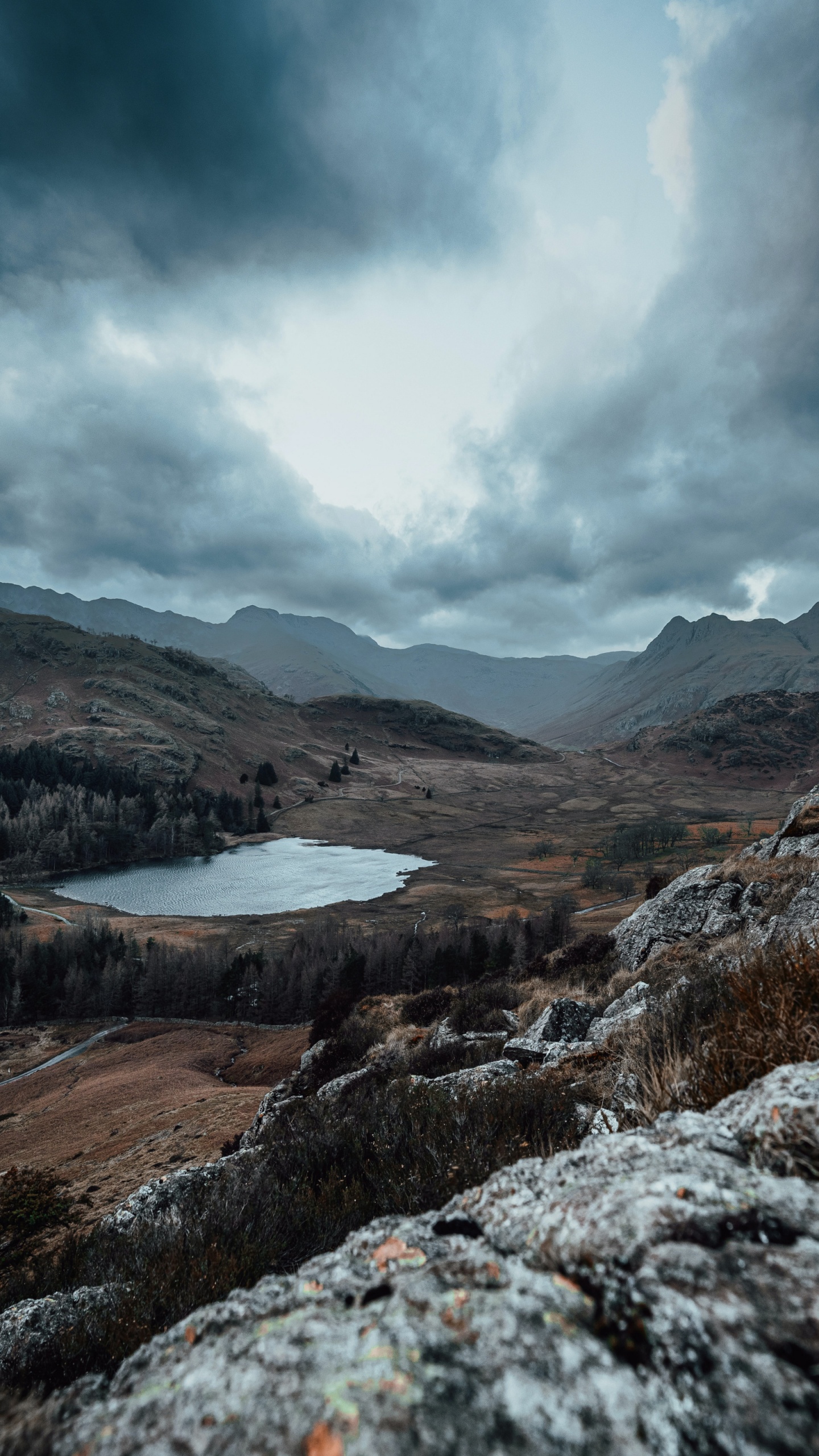 Hochland, Cloud, Lingmoor Fiel, Loughrigg Fiel, Wasser. Wallpaper in 1440x2560 Resolution