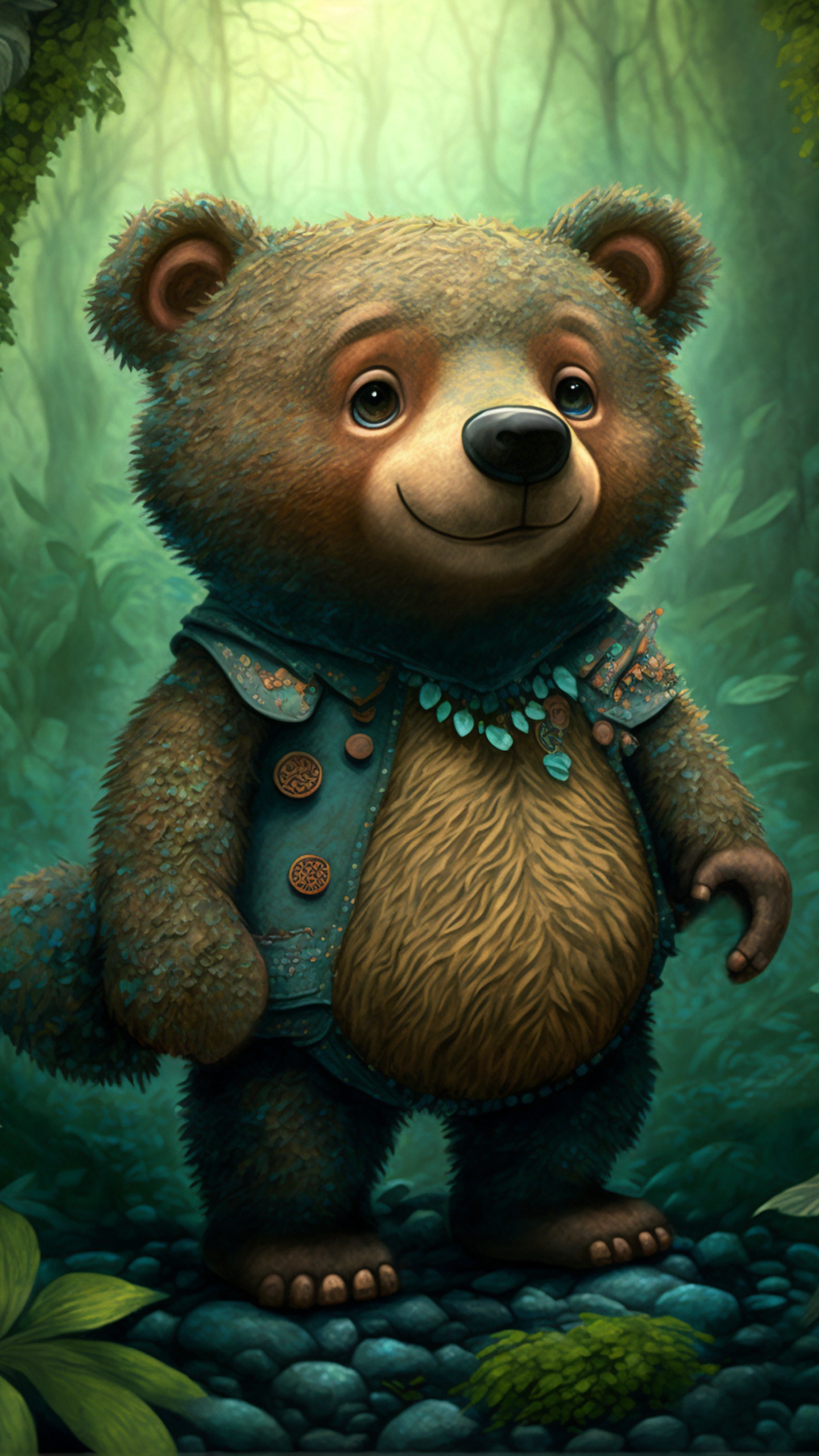 Nounours, Grizzli, Faon, Art, Moustache. Wallpaper in 1440x2560 Resolution