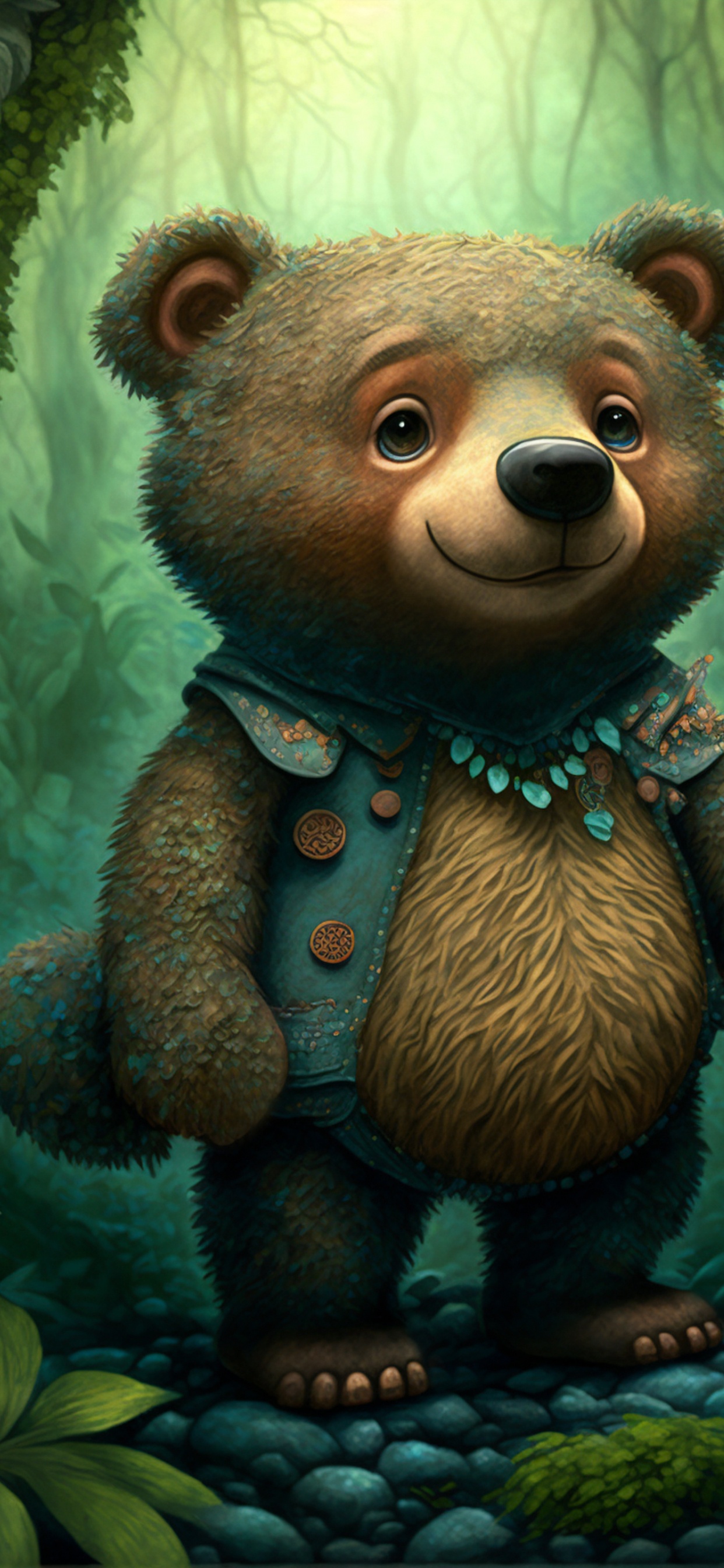 Osito, Grizzly Bear, Fawn, Arte, Oso Pardo. Wallpaper in 1242x2688 Resolution