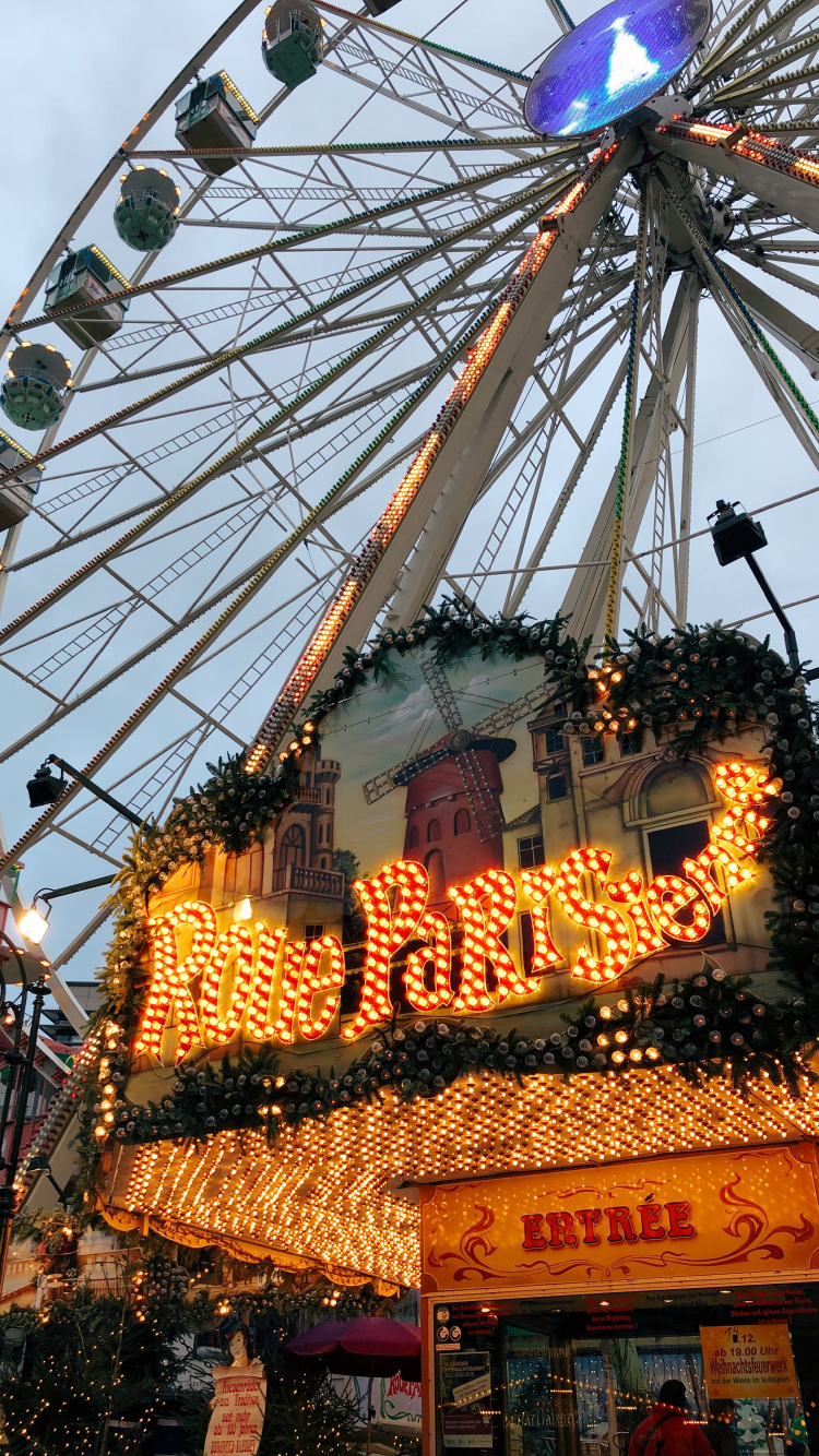 Riesenrad, Tageszeit, Spaß, Veranstaltung, Erholung. Wallpaper in 750x1334 Resolution