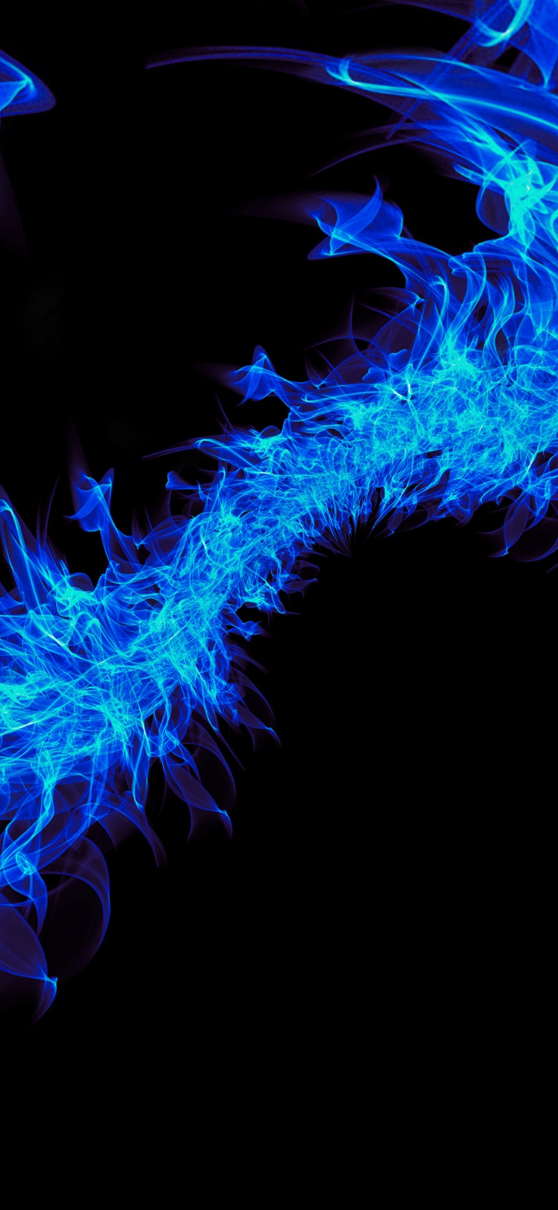 火焰, 电蓝色的, 光, 分形技术, 热 壁纸 1125x2436 允许