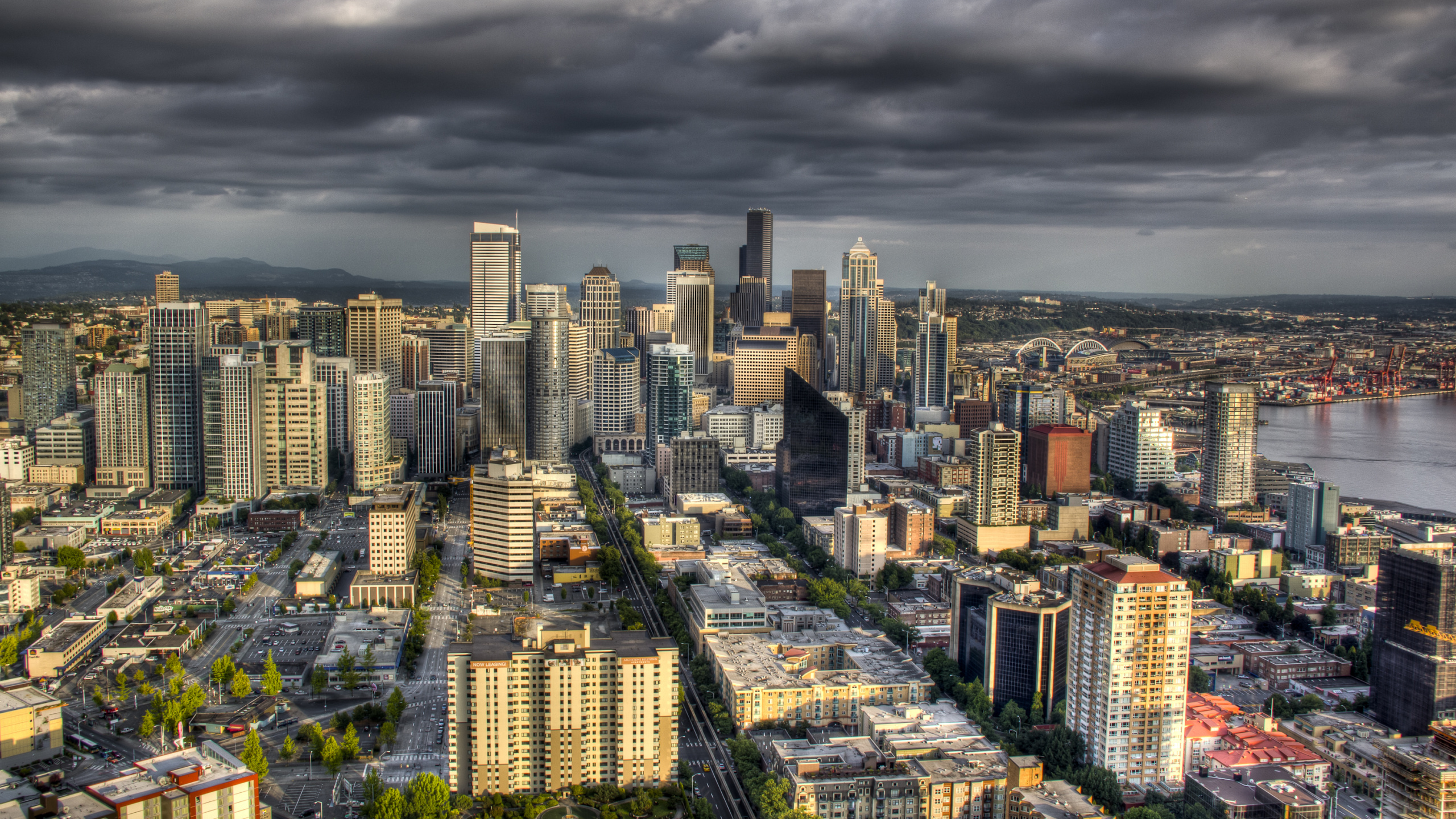 西雅图, 城市景观, 城市, 大都会, 天际线 壁纸 2560x1440 允许