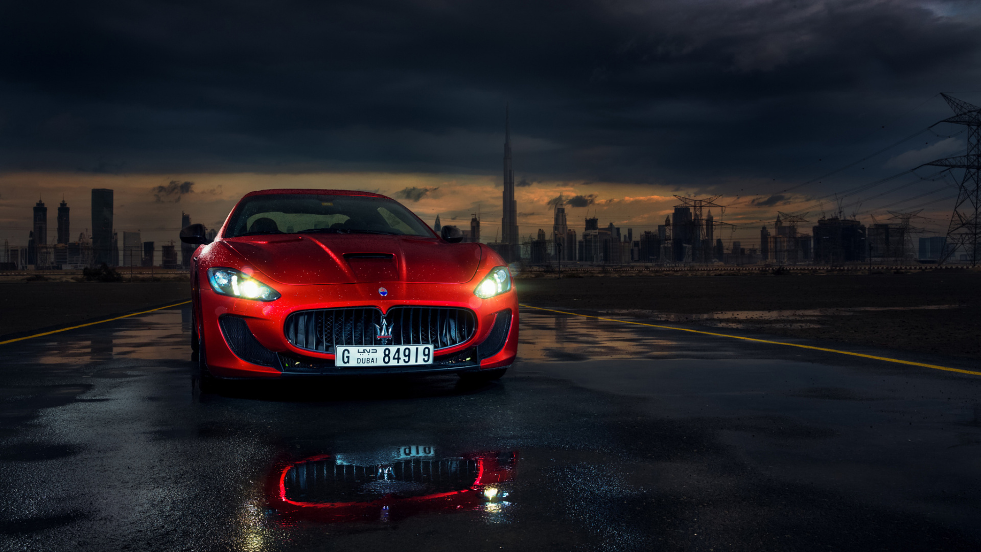 Red Bmw m 3 on Road During Night Time. Wallpaper in 1920x1080 Resolution