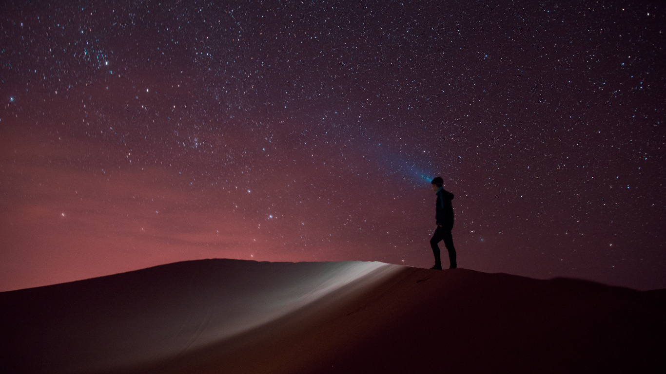 Desert Night Sjy, Sahara Desert, Macaron, Algerian Desert, Lut Desert. Wallpaper in 1366x768 Resolution