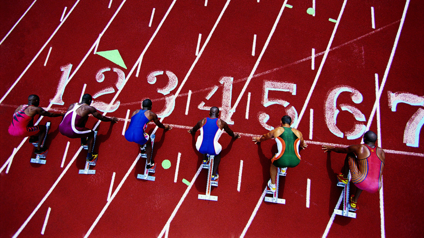 Gruppe Von Menschen in Blauen Und Roten Hemden. Wallpaper in 1366x768 Resolution