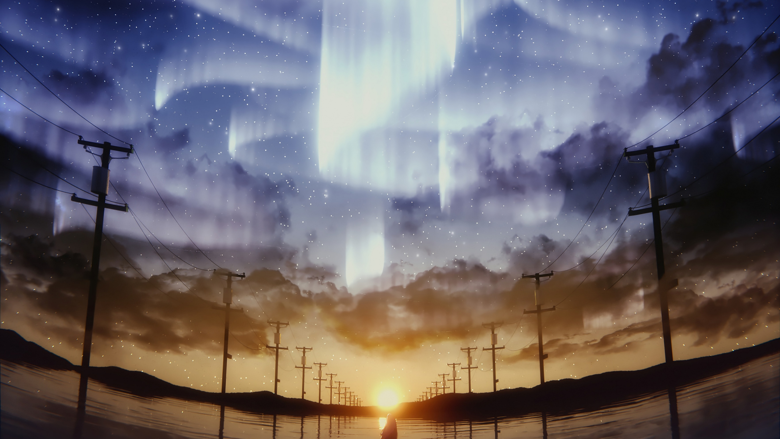 White Clouds and Blue Sky. Wallpaper in 2560x1440 Resolution