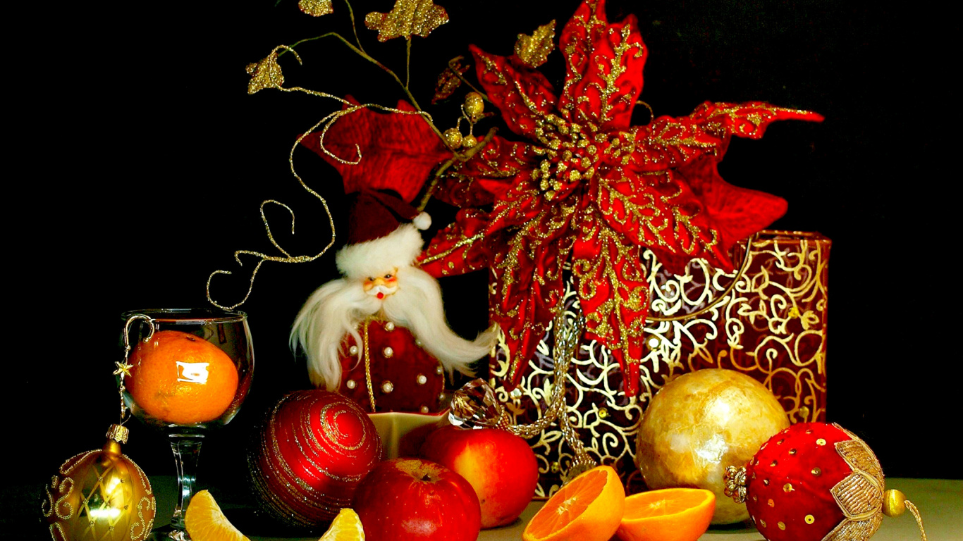 Christmas Day, Santa Claus, Gift, New Year, Still Life. Wallpaper in 1366x768 Resolution