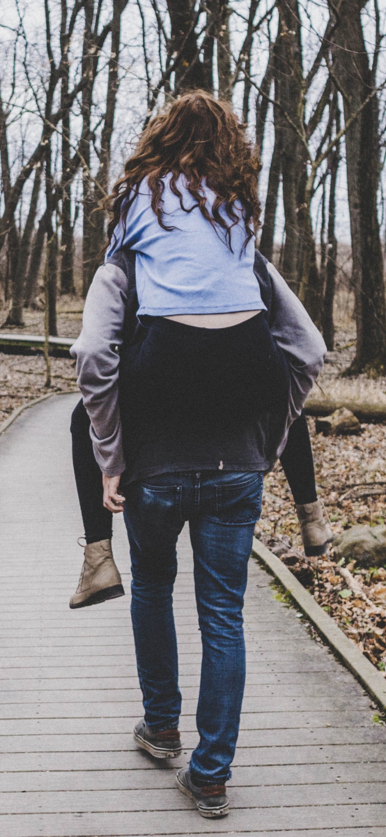 Couple, People in Nature, Tree, Walking, Jeans. Wallpaper in 1242x2688 Resolution