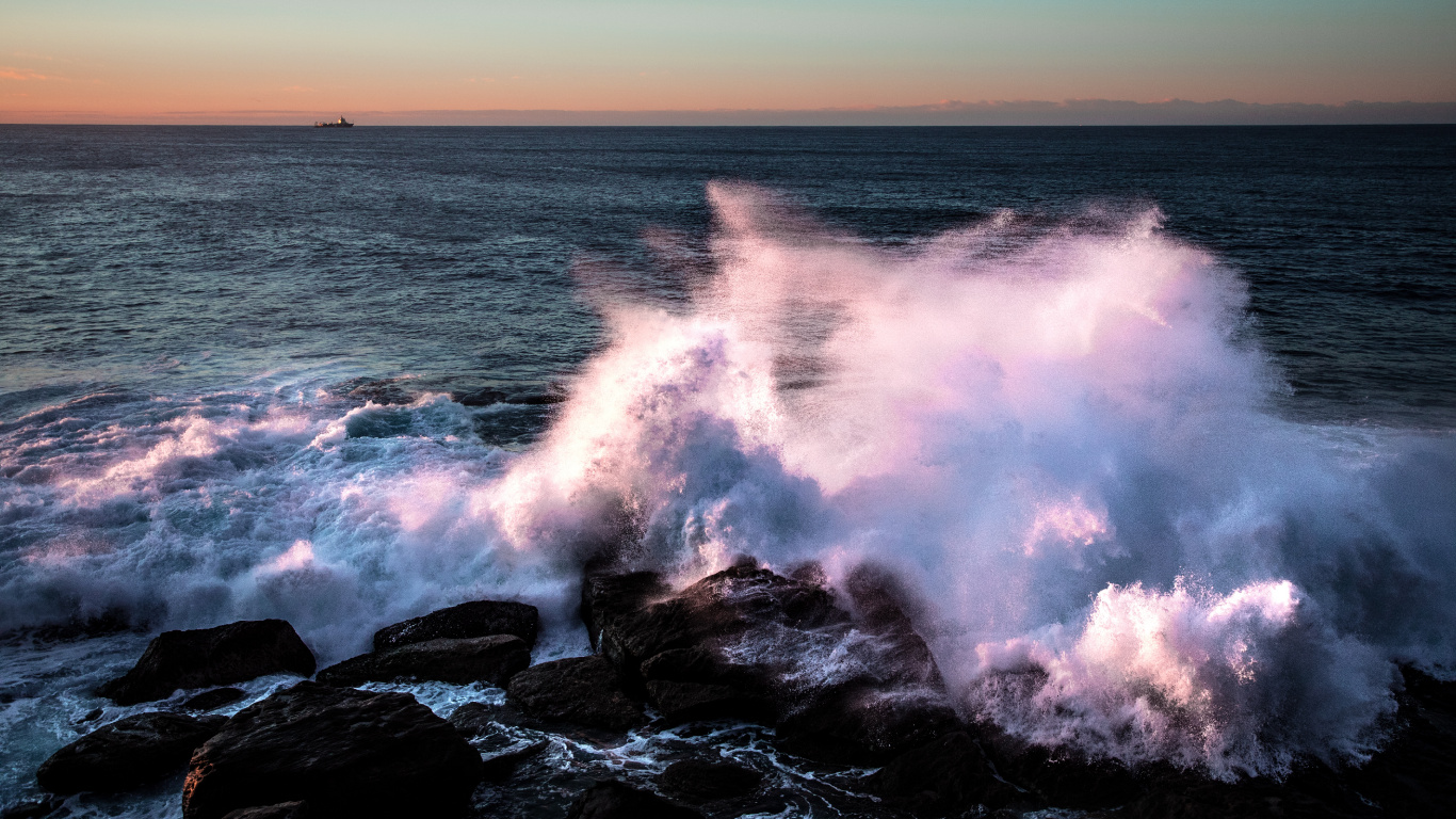 Mer, Promontoire, Nature, L'eau de Mer, le Vent Vague. Wallpaper in 1366x768 Resolution