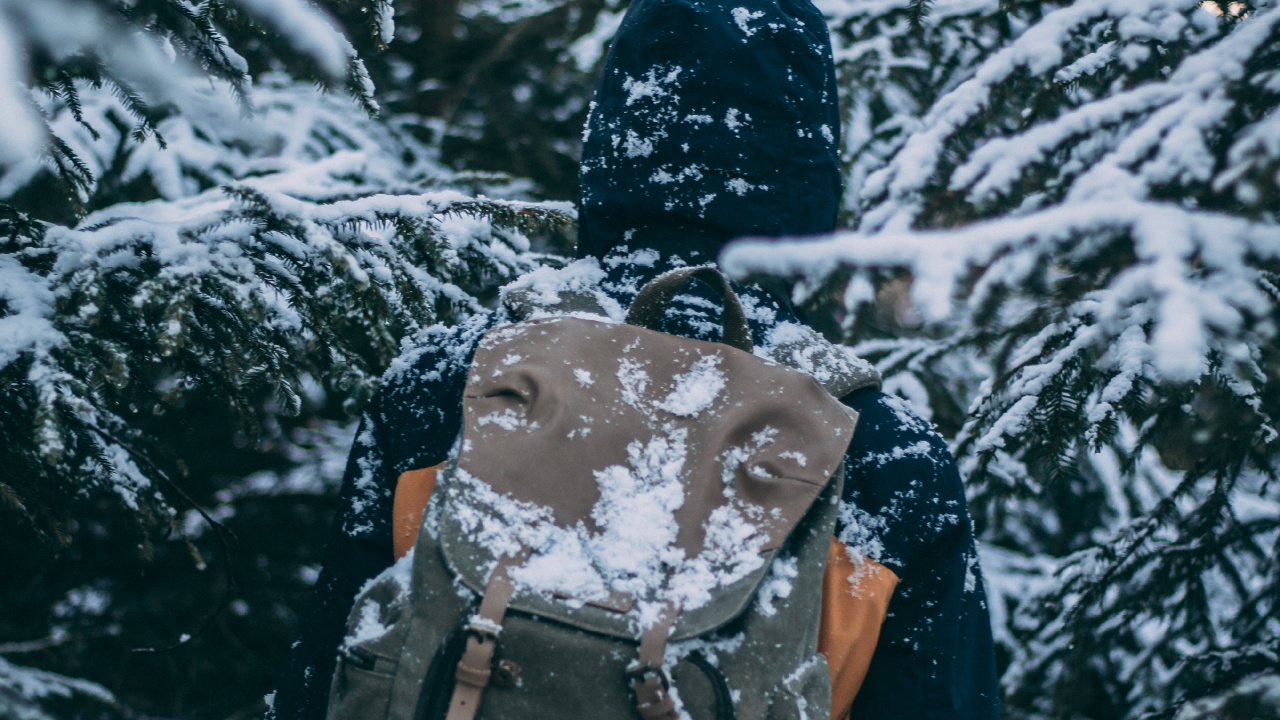 Mann in Schwarzer Jacke Und Brauner Hose, Der Tagsüber Auf Schneebedecktem Boden Steht. Wallpaper in 1280x720 Resolution