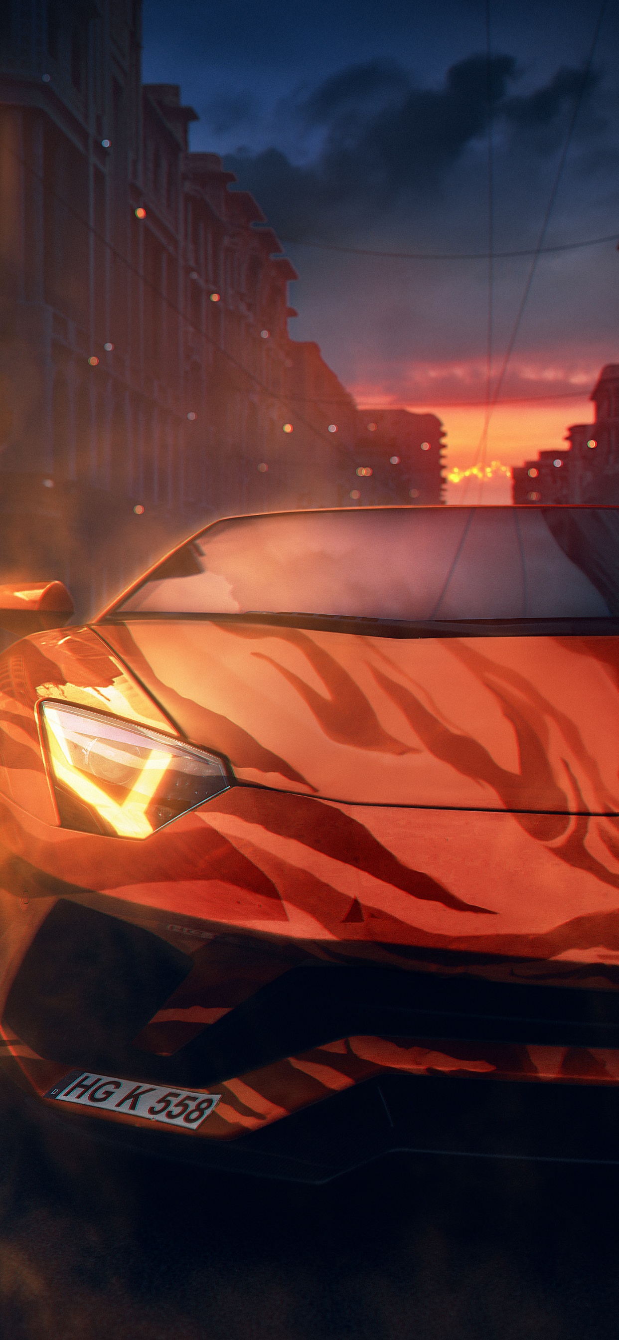 Naranja, Deportivo, Coche, Lamborghini, Carro de Lujo. Wallpaper in 1242x2688 Resolution