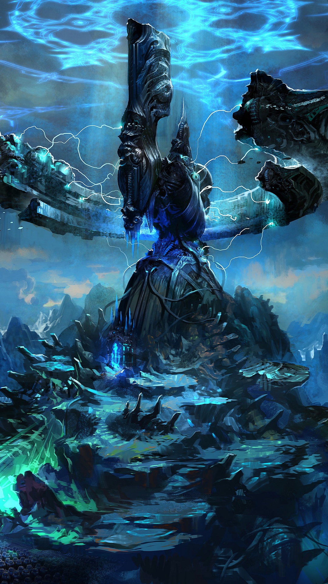 Peinture Abstraite Bleue et Blanche. Wallpaper in 1080x1920 Resolution