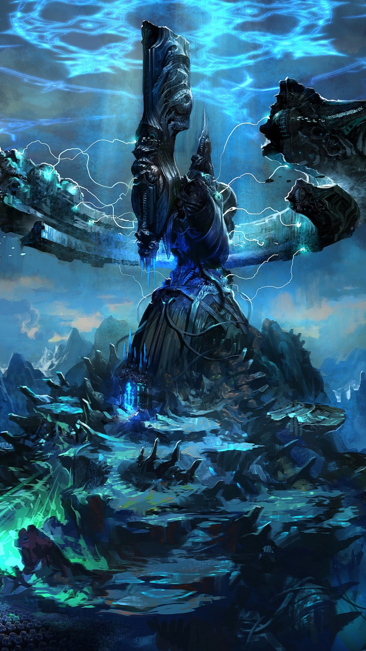 Peinture Abstraite Bleue et Blanche. Wallpaper in 720x1280 Resolution