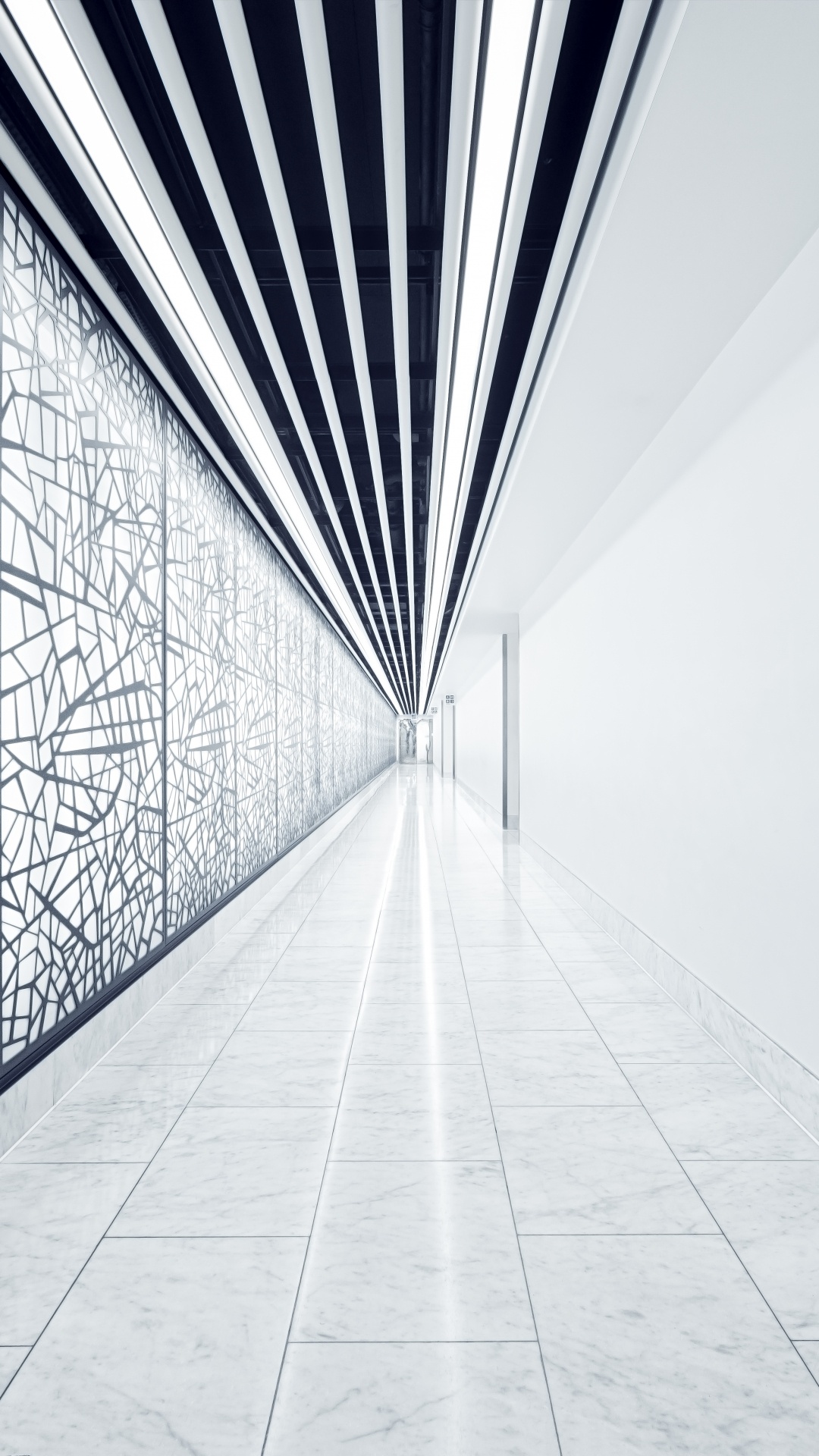 建筑, 黑色和白色的, 白色, 对称, 采光 壁纸 1080x1920 允许