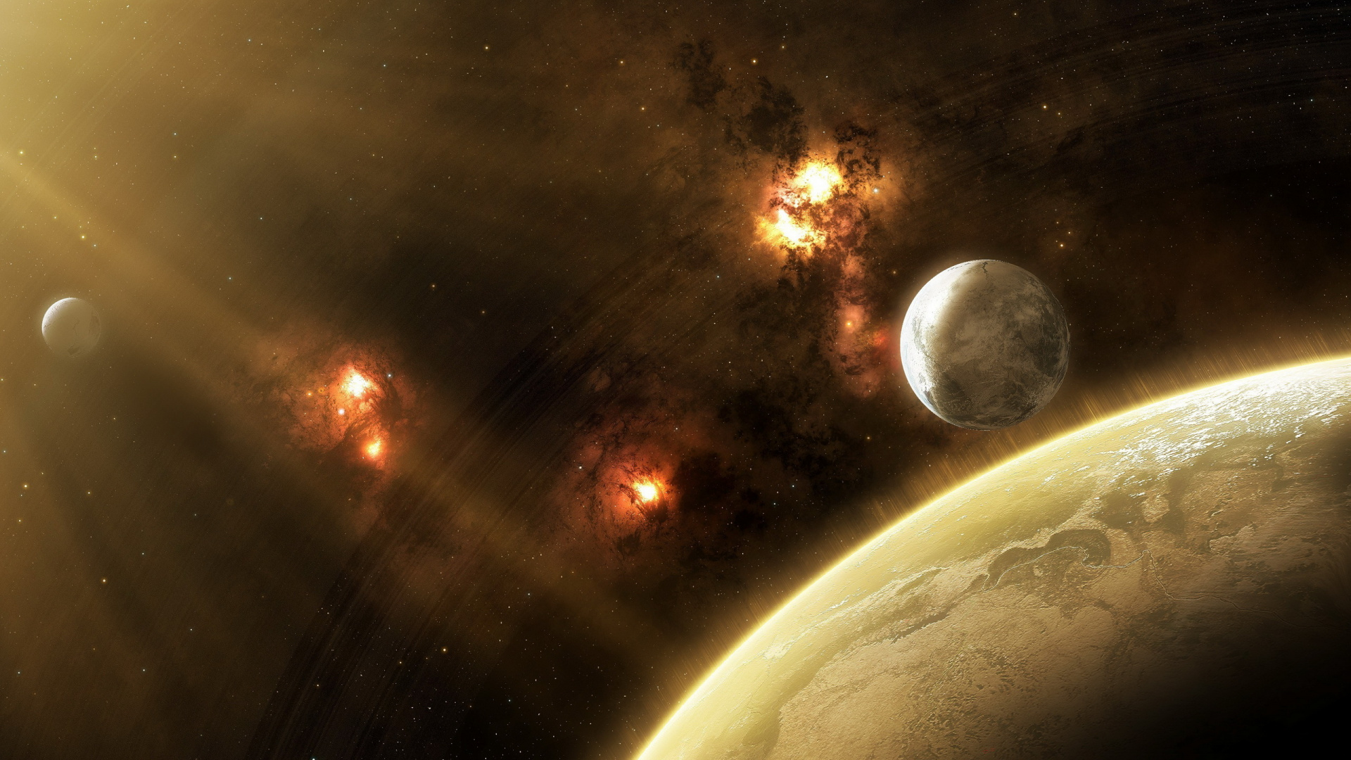 Yellow and Black Stars on Sky. Wallpaper in 1920x1080 Resolution