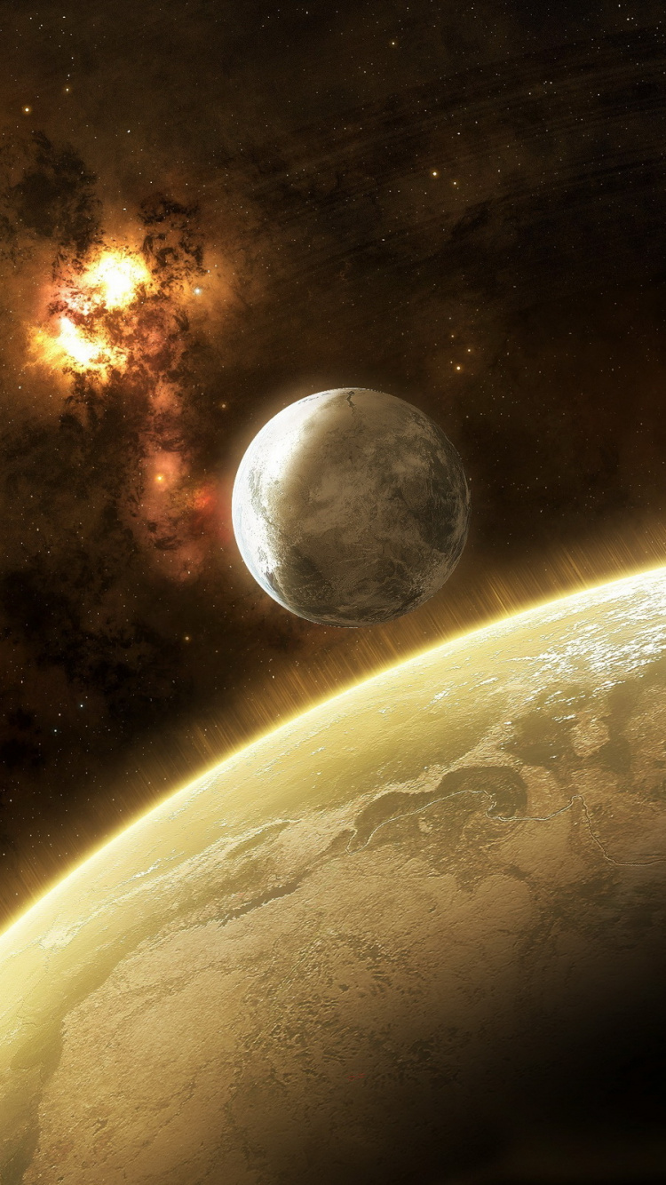 Yellow and Black Stars on Sky. Wallpaper in 750x1334 Resolution