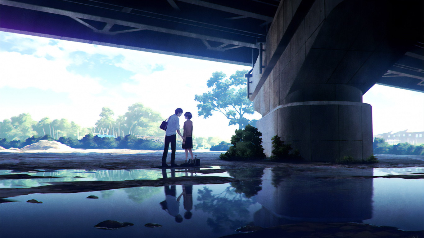 Man in Black Shirt Standing on Gray Concrete Bridge During Daytime. Wallpaper in 1366x768 Resolution